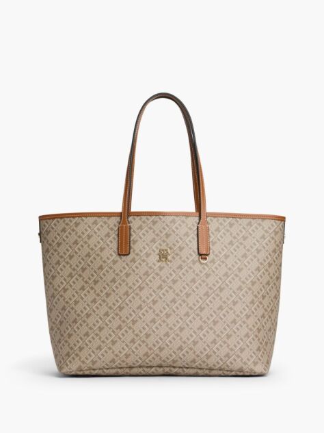 Beige TH Monoplay Tote Bag With Leather  Women