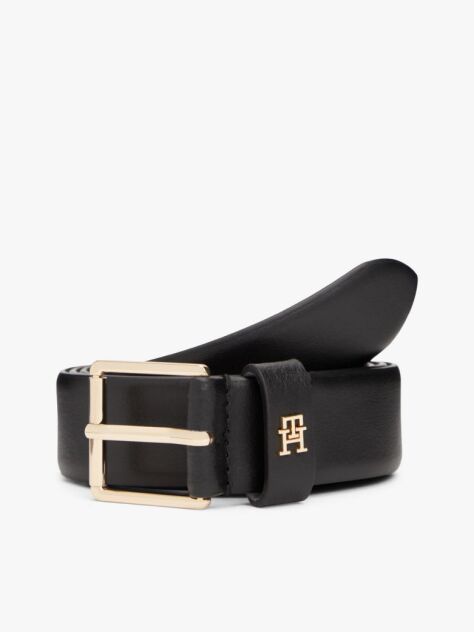 Μαύρο TH Monogram Δερμάτινη Ζώνη Με Τετράγωνη Αγκράφα  Γυναίκες