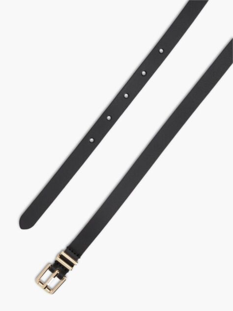 Black Square Roller Buckle Leather Belt  Women