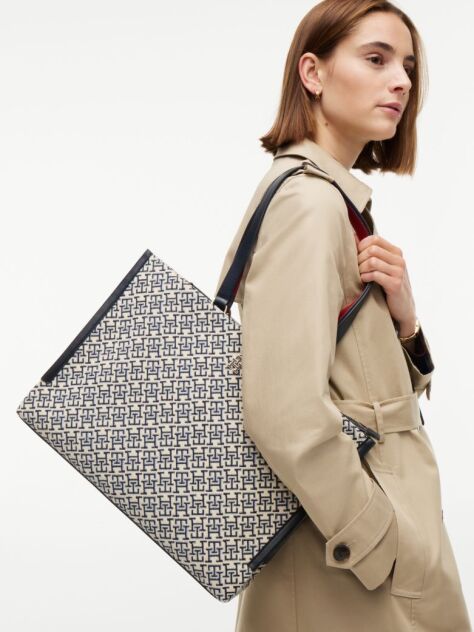 Blue TH Monogram Jacquard Tote Bag  Women