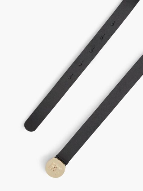 Black TH Monogram Leather Plaque Belt  Women