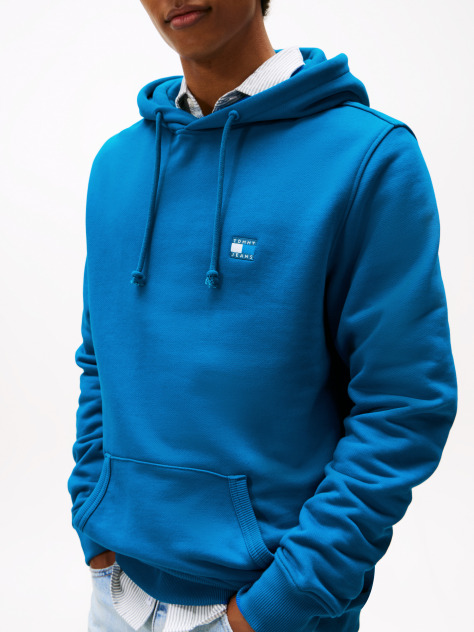 Blue Tommy Badge Drawstring Hoody  Men