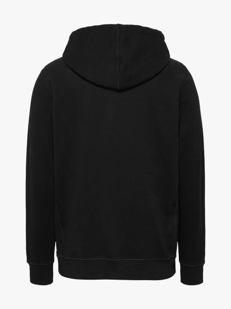Black Embroidery Drawstring Hoody  Men