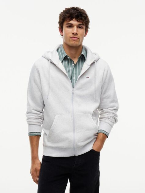 Γκρι Hoody Με Φερμουάρ Και Κανονική Γραμμή  Άνδρες