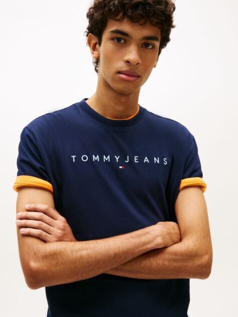 Μπλε T-Shirt Σε Κανονική Γραμμή Με Κεντητό Λογότυπο  Άνδρες