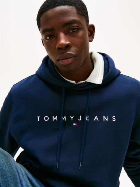 Μπλε Hoody Σε Κανονική Γραμμή Με Λογότυπο  Άνδρες