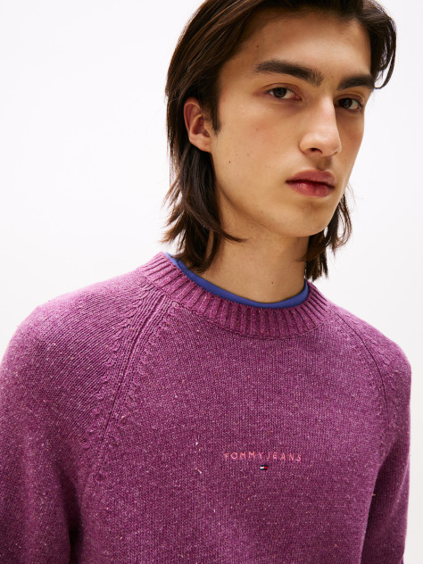 Red Linear Logo Raglan Sleeve Slim Jumper  Men