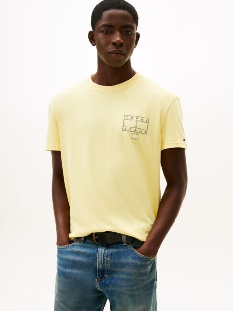 Κίτρινο T-Shirt Με Κλασική Λαιμόκοψη Και Signature Πίσω Λογότυπο  Άνδρες