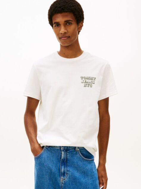 Μπεζ Slim T-Shirt Με Varsity Λογότυπο  Άνδρες
