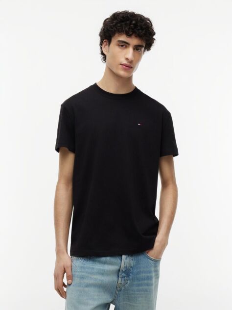 Μαύρο T-Shirt Με Κλασική Λαιμόκοψη Και Σημαία Tommy  Άνδρες