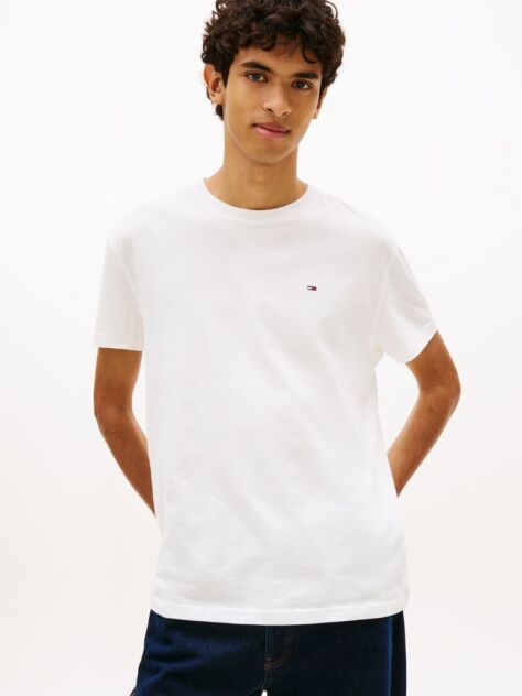 Άσπρο T-Shirt Με Κλασική Λαιμόκοψη Και Σημαία Tommy  Άνδρες