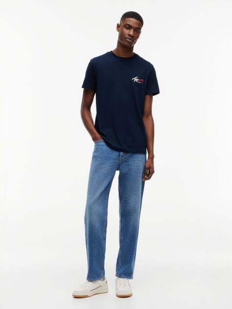 Μπλε Slim Βαμβακερό T-Shirt Με Signature Λογότυπο  Άνδρες