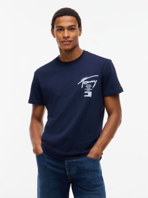 Μπλε T-Shirt Με Signature Πίσω Λογότυπο  Άνδρες