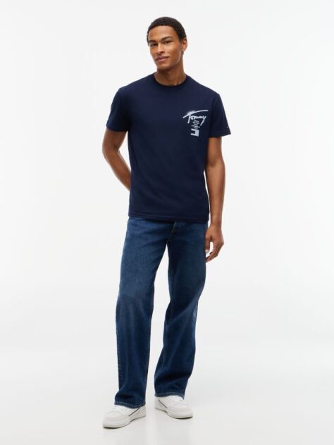 Μπλε T-Shirt Με Signature Πίσω Λογότυπο  Άνδρες