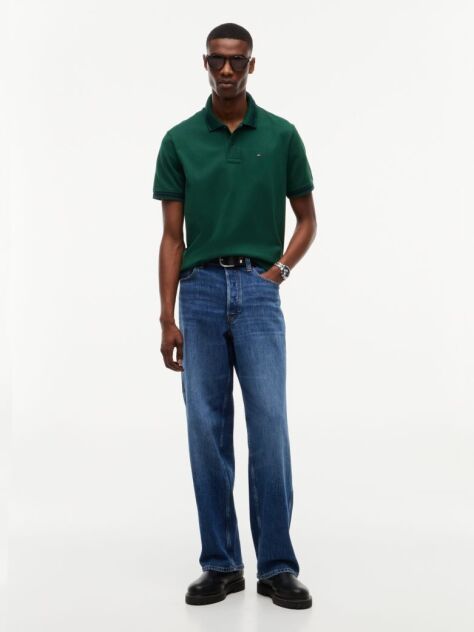 Green Tommy Flag Regular Fit Tipped Polo Shirt  Men