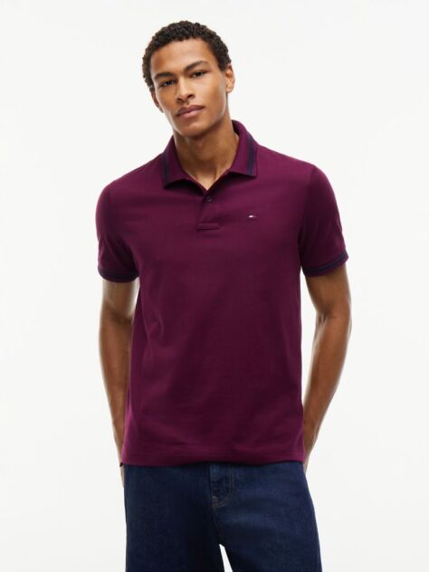 Purple Tommy Flag Regular Fit Tipped Polo Shirt  Men