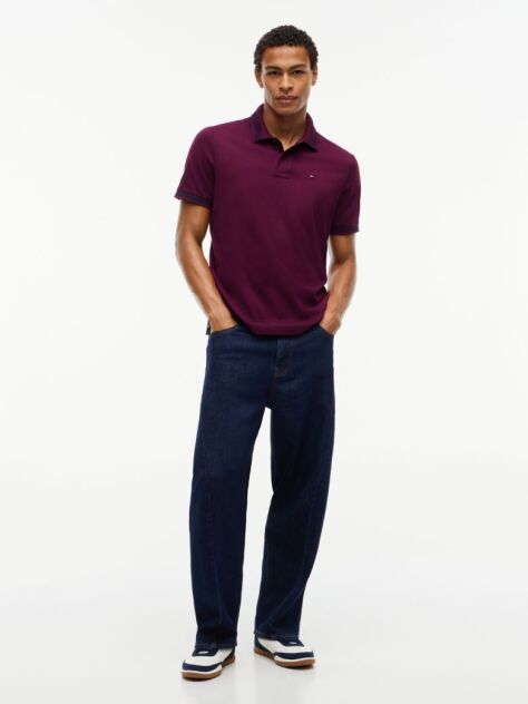 Purple Tommy Flag Regular Fit Tipped Polo Shirt  Men
