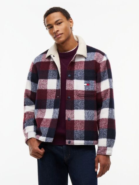 Μπλε Oversized Φανελένιο Shacket Με Teddy Επένδυση  Άνδρες