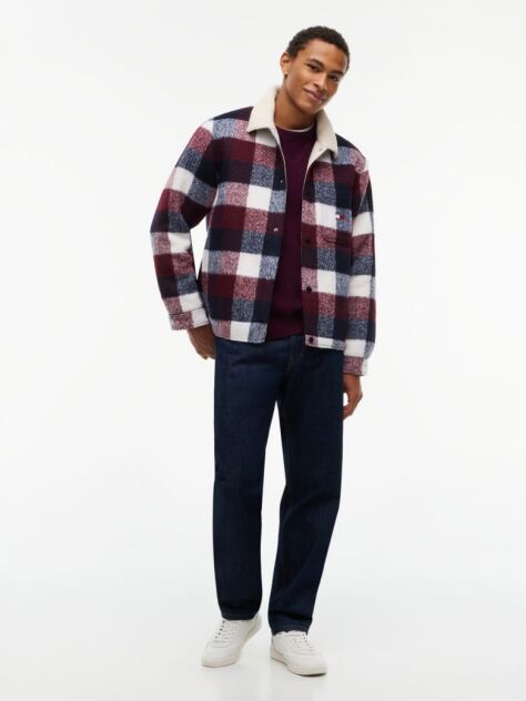 Μπλε Oversized Φανελένιο Shacket Με Teddy Επένδυση  Άνδρες
