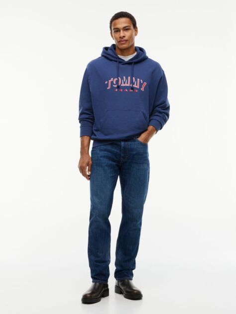 Μπλε Άνετο Σουέτ Hoody Με Λογότυπο  Άνδρες