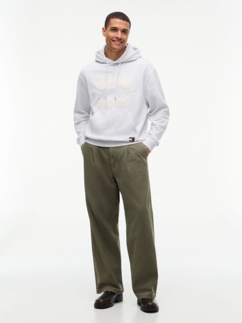 Grey Classic Logo Relaxed Fleece Hoody  Men