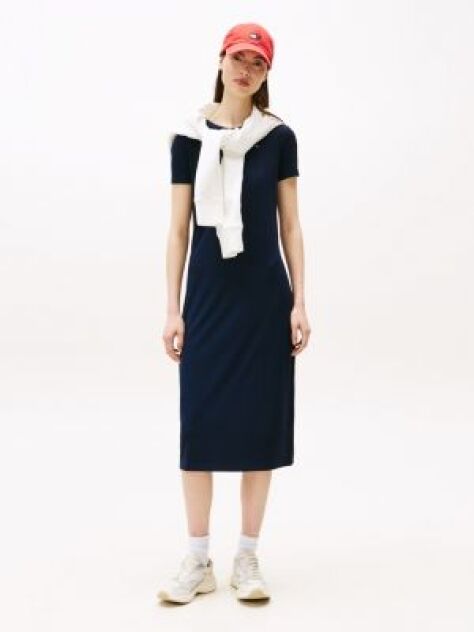 Blue Ribbed Bodycon Midi Dress  Women