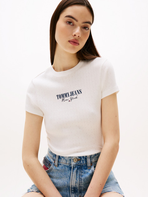 Άσπρο Slim T-Shirt Με Λογότυπο  Γυναίκες