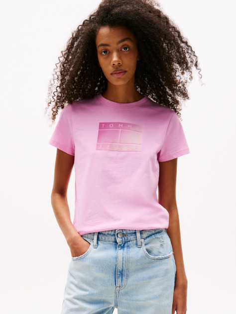 Ροζ T-Shirt Με Λογότυπο Και Κλασική Λαιμόκοψη  Γυναίκες