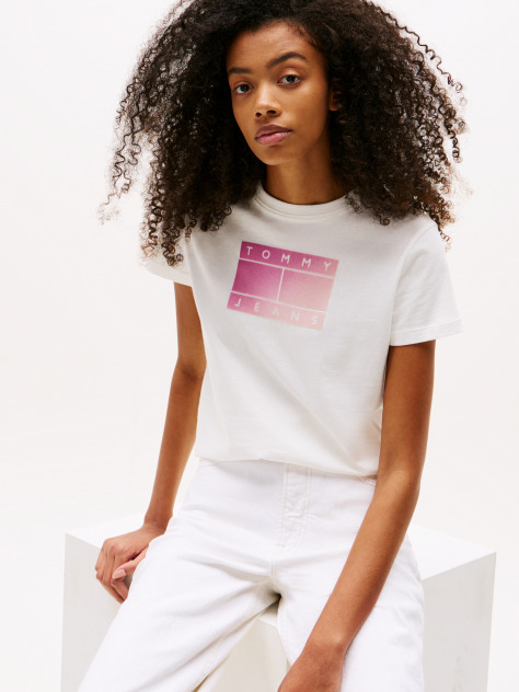 Μπεζ T-Shirt Με Λογότυπο Και Κλασική Λαιμόκοψη  Γυναίκες