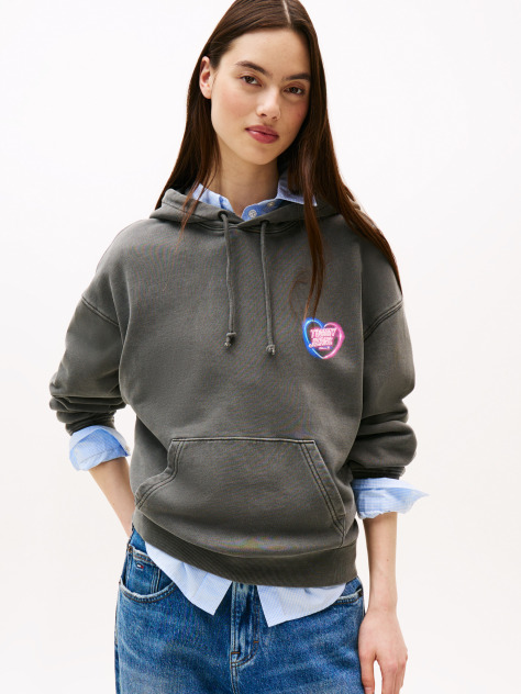 Μαύρο Hoody Σε Boxy Γραμμή Με Σχέδιο Πίσω  Γυναίκες