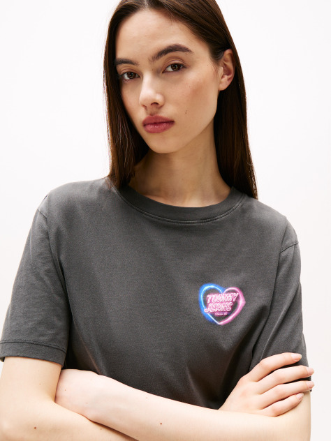 Μαύρο Άνετο T-Shirt Με Neon Λεπτομέρειες  Γυναίκες