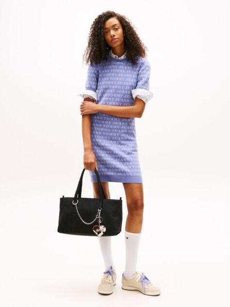Black Spellout Mini Jumper Dress  Women