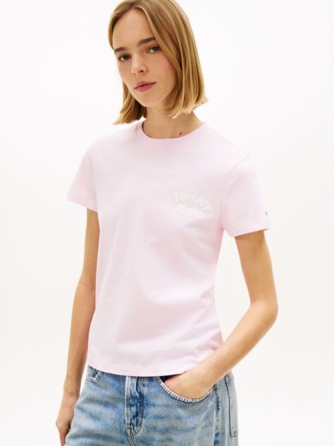 Ροζ T-Shirt Με Bubble Λογότυπο Και Κλασική Λαιμόκοψη  Γυναίκες