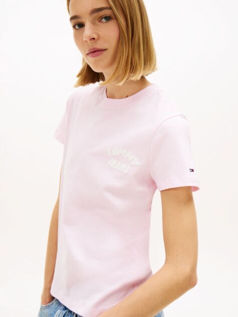 Ροζ T-Shirt Με Bubble Λογότυπο Και Κλασική Λαιμόκοψη  Γυναίκες
