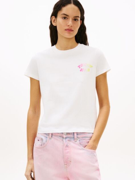 Άσπρο T-Shirt Με Bubble Λογότυπο Και Κλασική Λαιμόκοψη  Γυναίκες