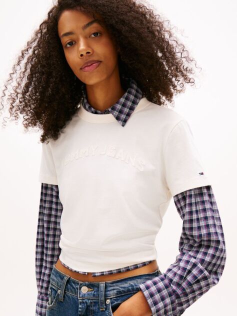 White Regular Tonal Logo Crew Neck T-Shirt  Women