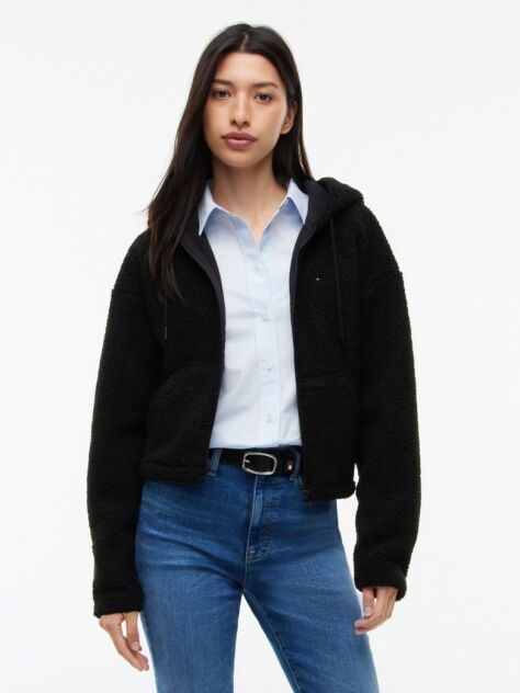 Black Teddy Fleece Zip-Thru Hoody  Women