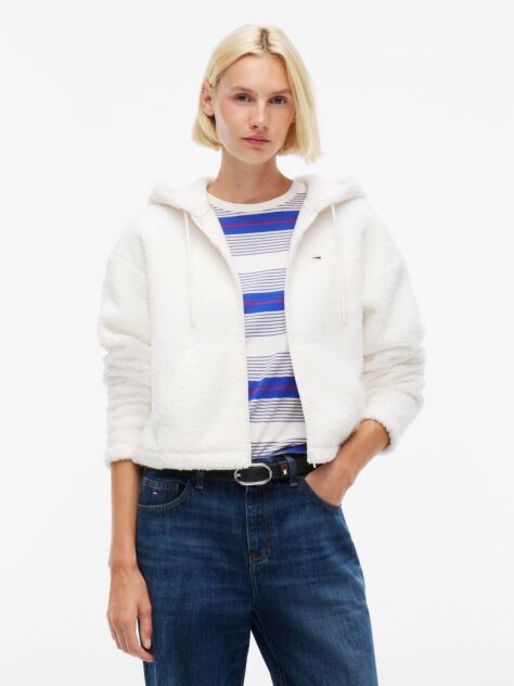 White Teddy Fleece Zip-Thru Hoody  Women
