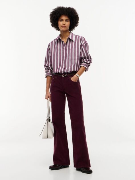 Multi Oversized Fit Yarn Dyed Poplin Shirt  Women