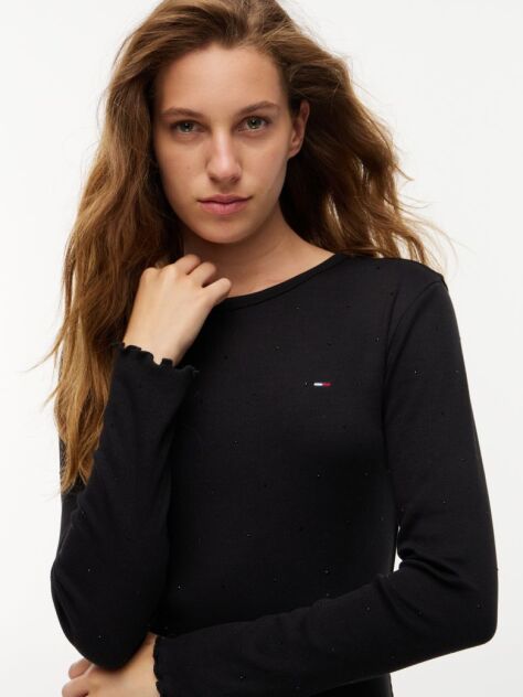 Black Ruffle Long Sleeve Mini Dress  Women