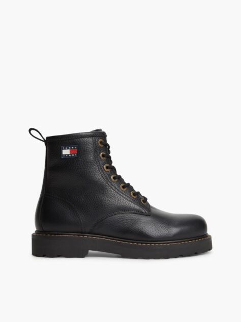 Black Archive Warm Lined Leather Lace-Up Boots  Men