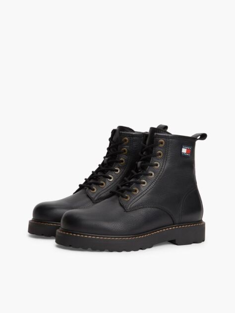 Black Archive Warm Lined Leather Lace-Up Boots  Men