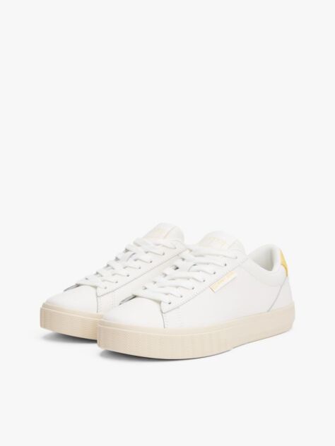 Κίτρινο Essential Δερμάτινα Sneakers Με Λεπτομέρειες Σε Αντίθεση  Γυναίκες