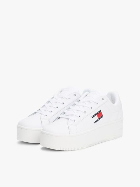 Άσπρο Essential Δερμάτινα Sneakers Με Σόλα Flatform  Γυναίκες