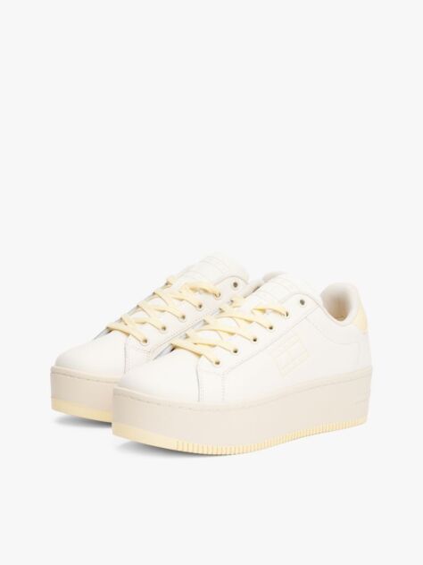 Άσπρο Essential Δερμάτινα Sneakers Με Σόλα Flatform  Γυναίκες