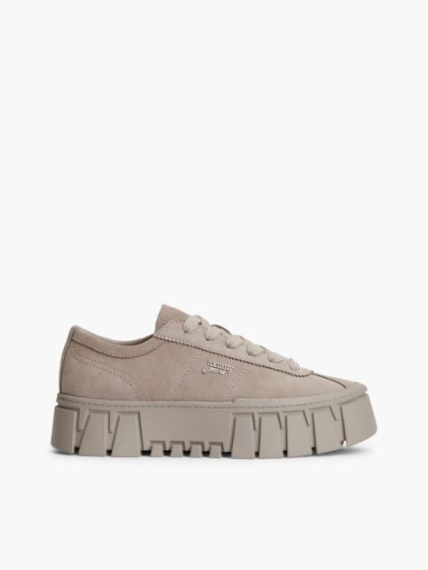 Brown Suede Logo Platform Sneakers  Women