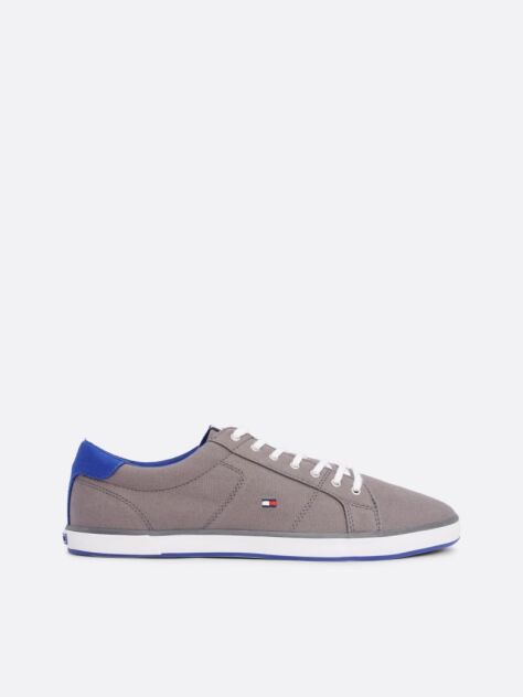 Grey Canvas Lace Up Trainers  Men