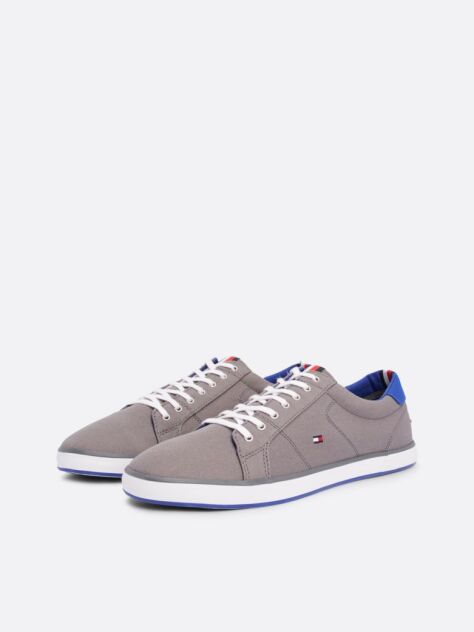 Grey Canvas Lace Up Trainers  Men