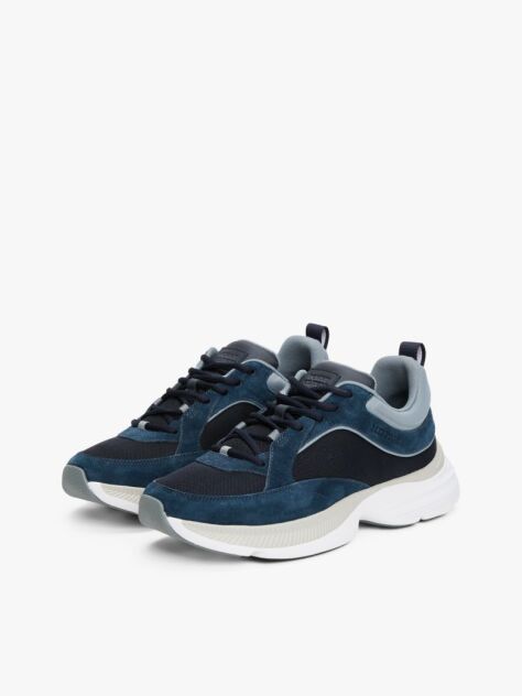Blue Contrast Texture Modern Runner Trainers  Men