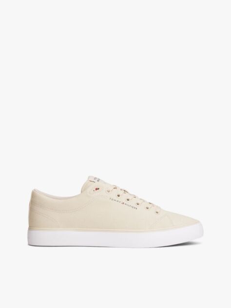 Beige Logo Canvas Trainers  Men